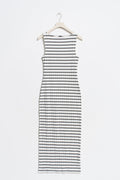 Boatneck rib dress - Red stripe