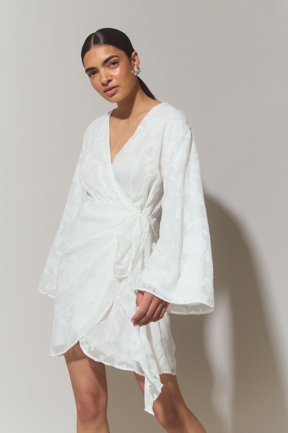 Floral wrap dress - Blanc cassé