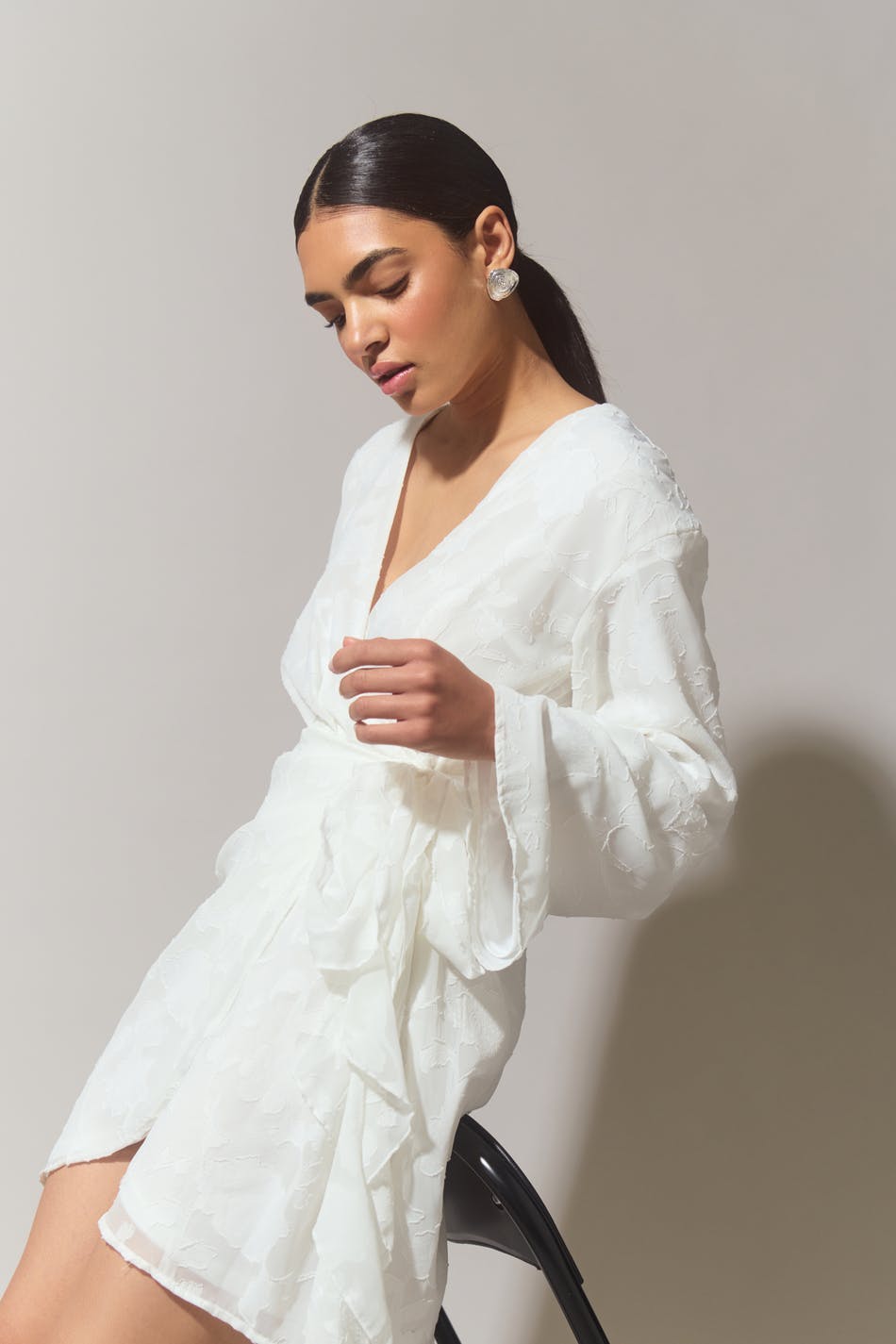 Floral wrap dress - Blanc cassé
