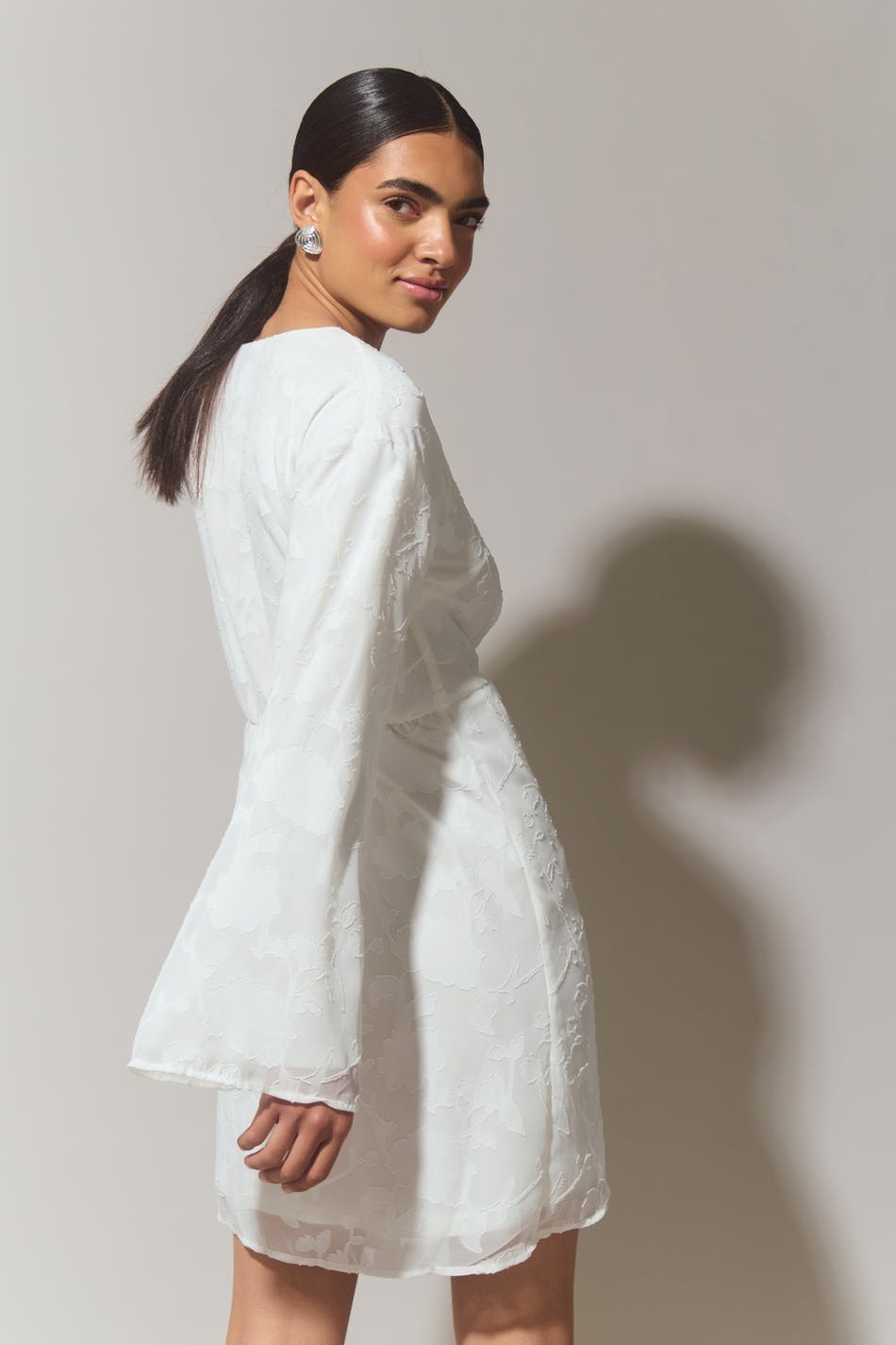 Floral wrap dress - Blanc cassé