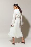Pleated midi wrap dress - Flower aop