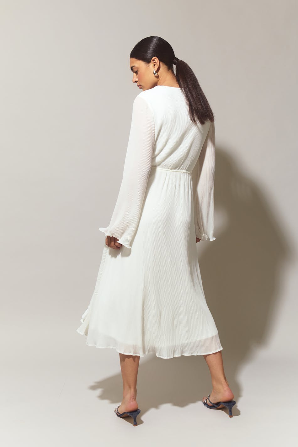 Pleated midi wrap dress - Flower aop