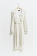 Pleated midi wrap dress - Egret