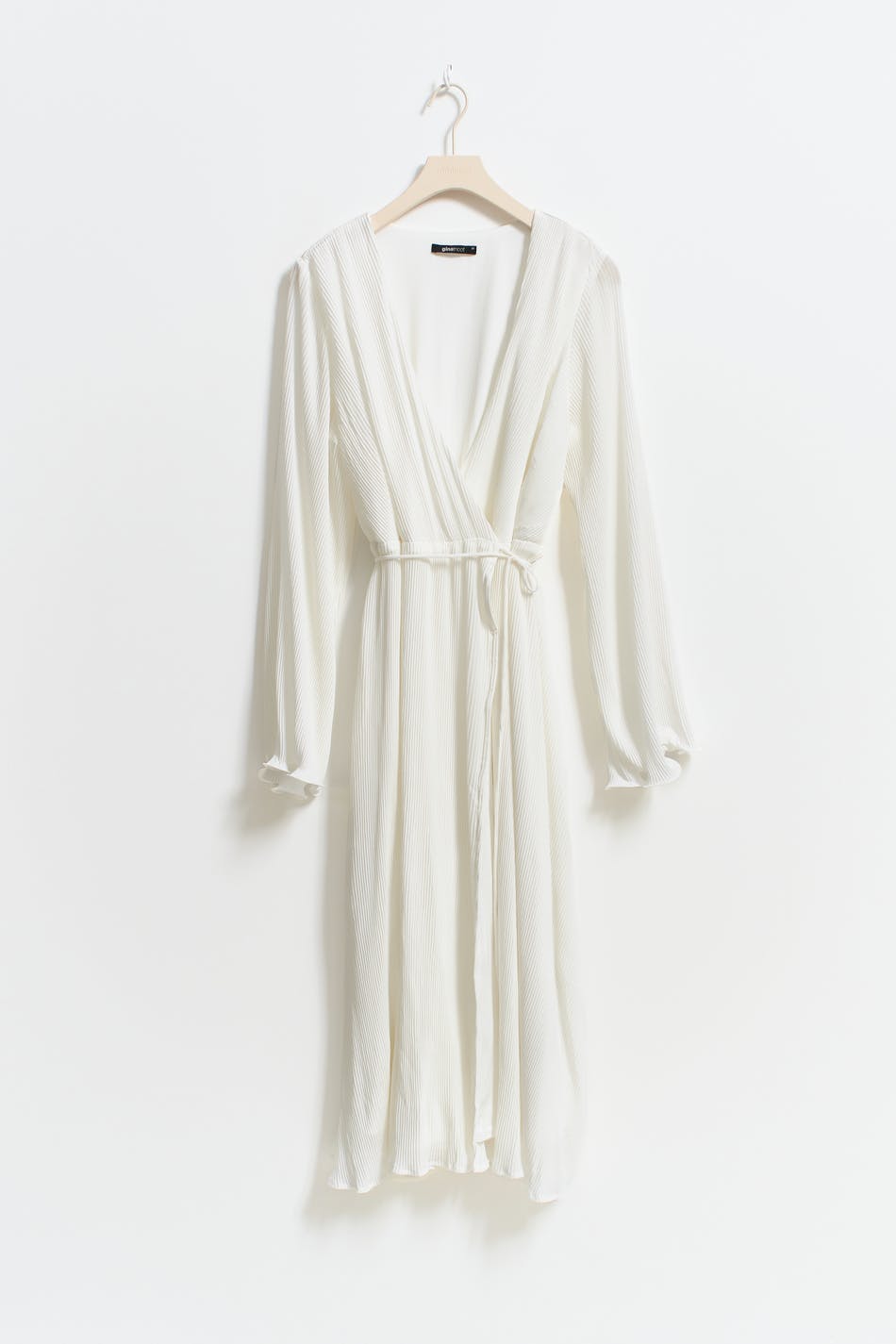 Pleated midi wrap dress - Egret