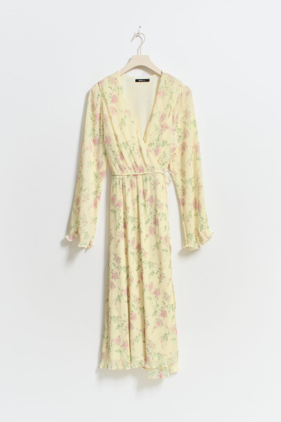 Pleated midi wrap dress - Flower aop