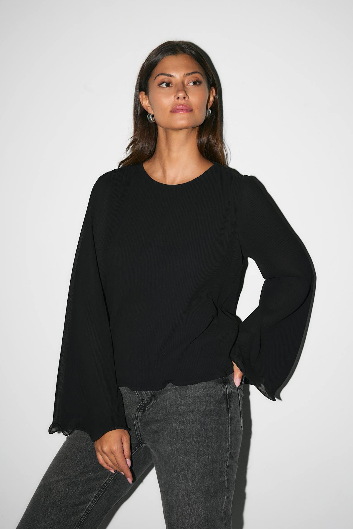 pleated blouse - Noir
