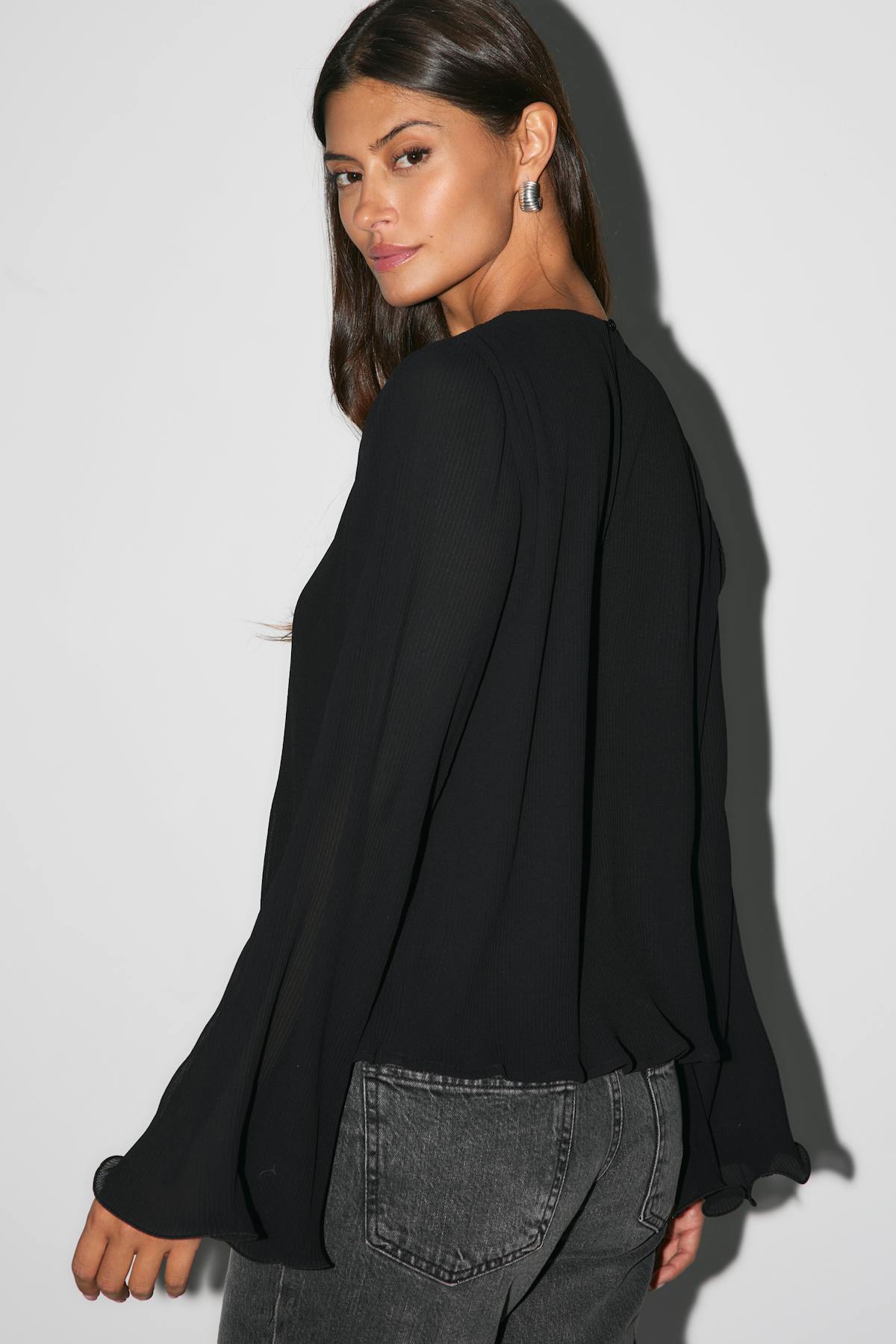 pleated blouse - Noir