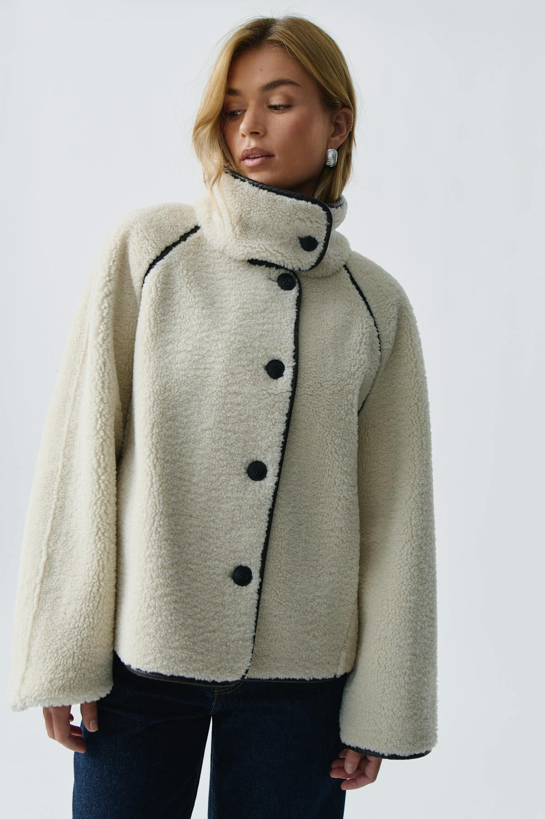Reversible teddy jacket - Blanc cassé