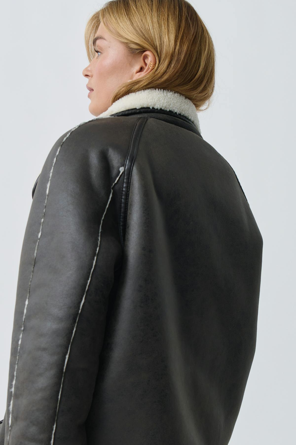 Reversible teddy jacket - Blanc cassé