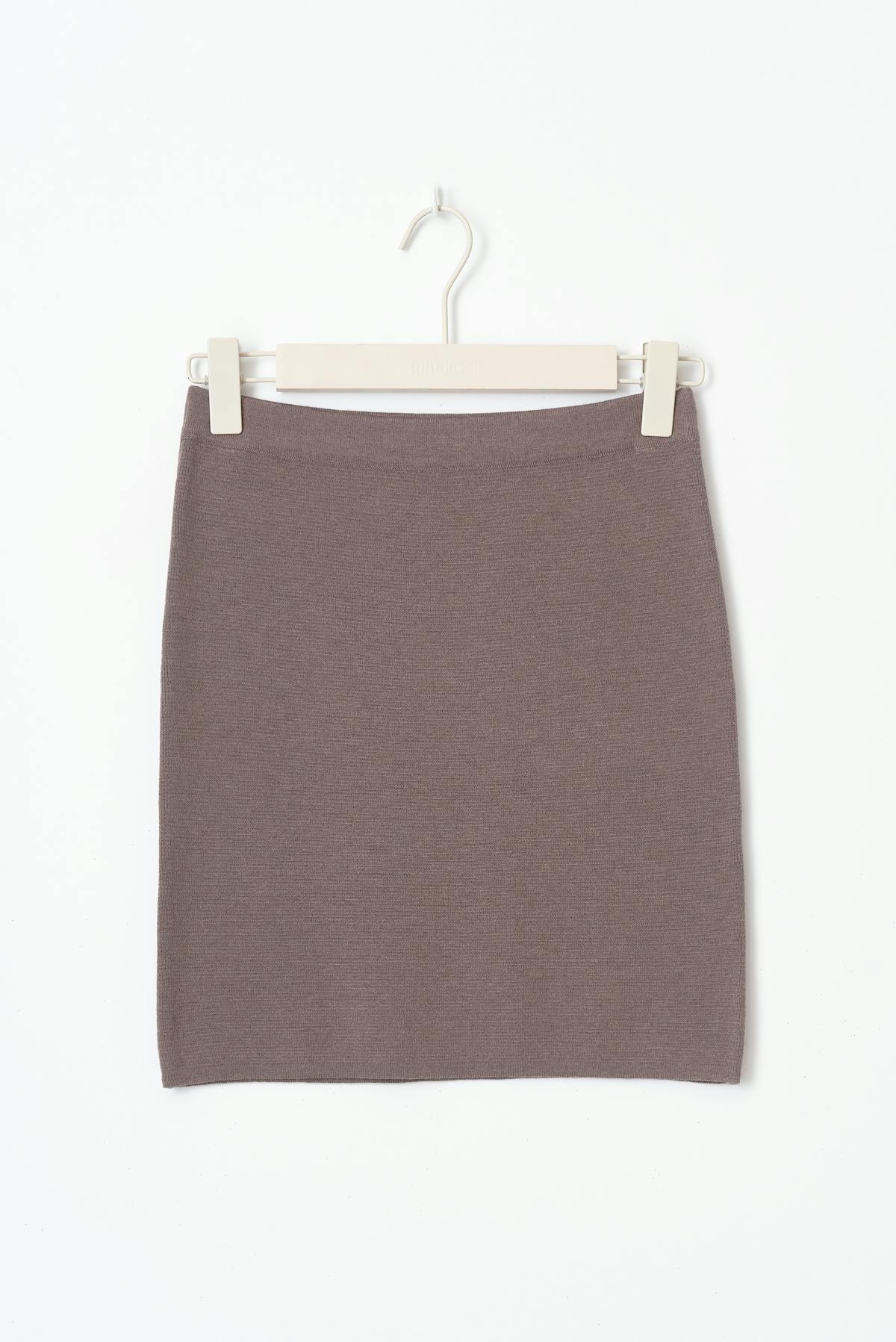 Knitted skirt - Brown melange