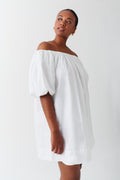Off shoulder poplin dress - Blanc