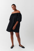 Off shoulder poplin dress - Noir