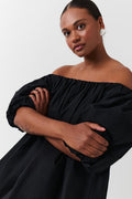 Off shoulder poplin dress - Noir