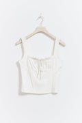 Gathered square neck singlet - Blanc cassé