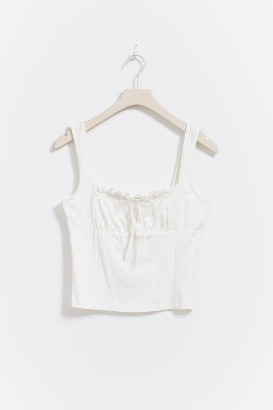 Gathered square neck singlet - Blanc cassé