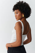 Gathered square neck singlet - Blanc cassé