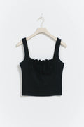 Gathered square neck singlet - Noir