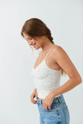 V-neck ruched singlet - Blanc cassé