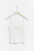 V-neck ruched singlet - Blanc cassé