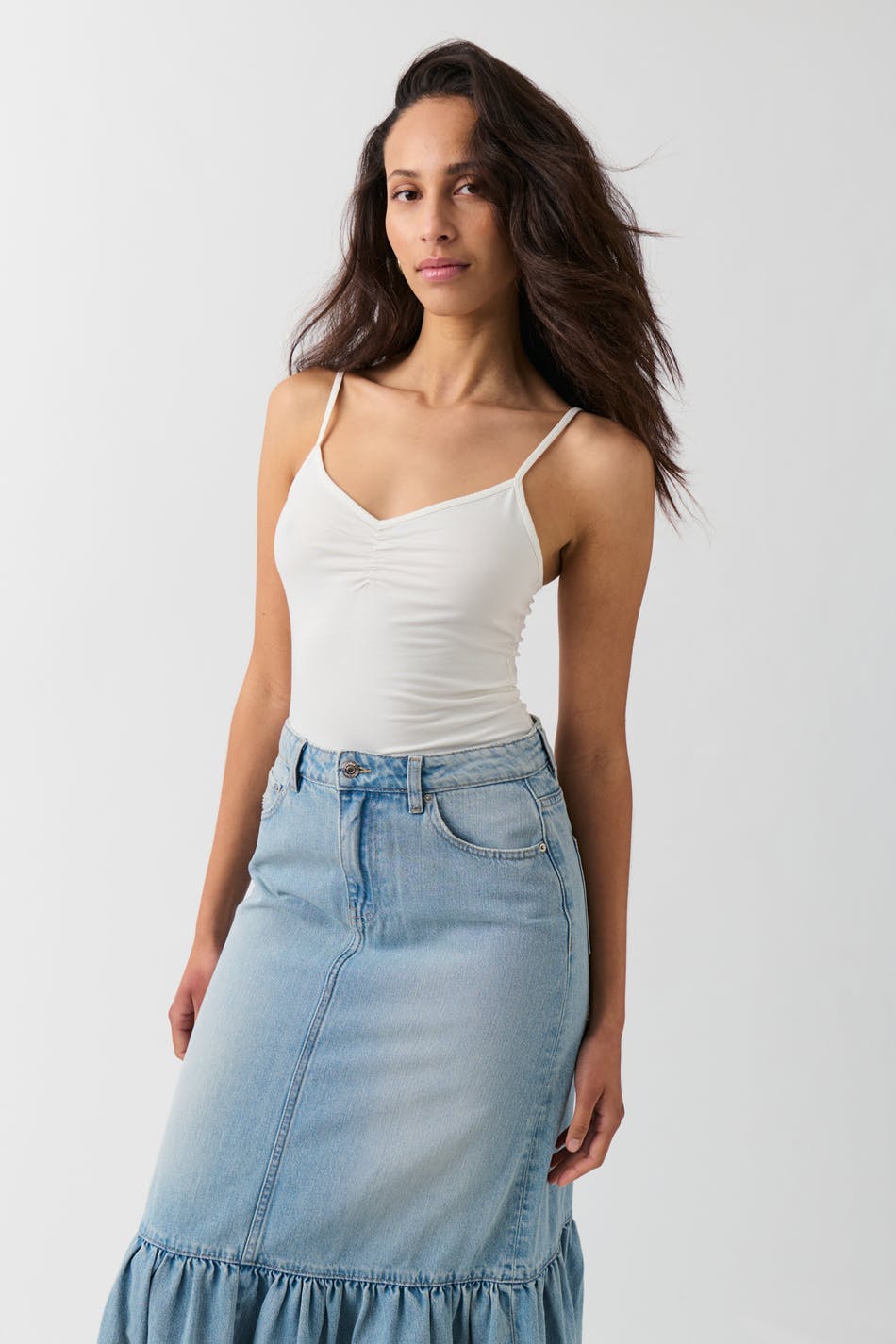 V-neck ruched singlet - Pale lilac