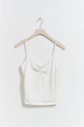 V-neck ruched singlet - Blanc cassé