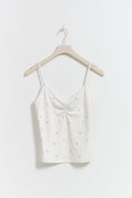 V-neck ruched singlet - Blue ditsy