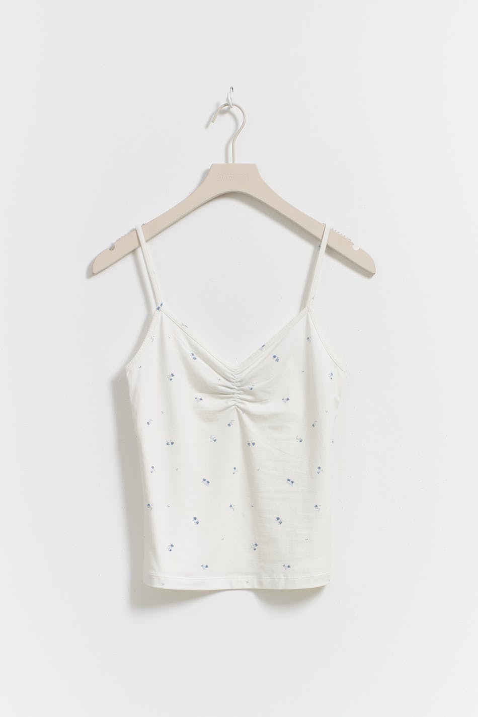 V-neck ruched singlet - Blue ditsy