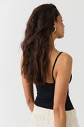V-neck ruched singlet - Noir
