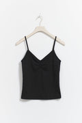 V-neck ruched singlet - Noir