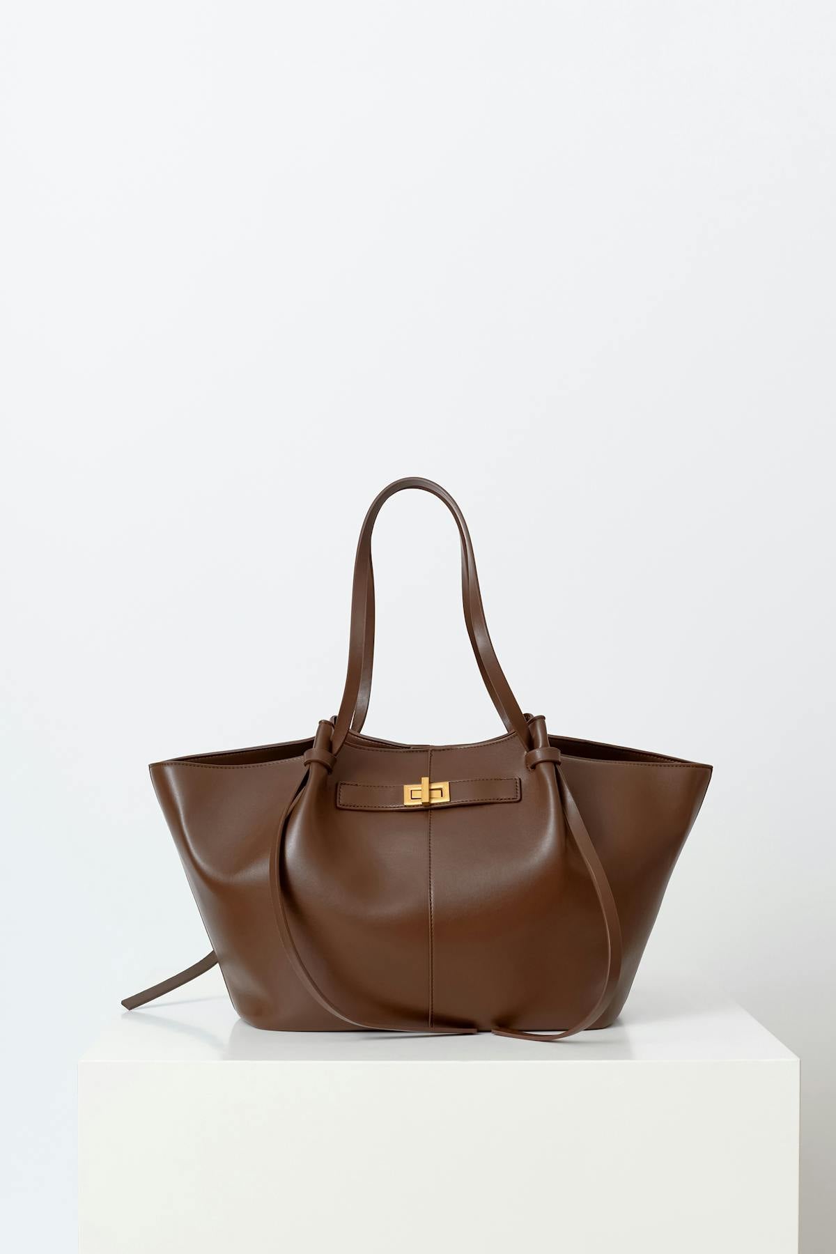 Long strap pu bag - Chocolate brown