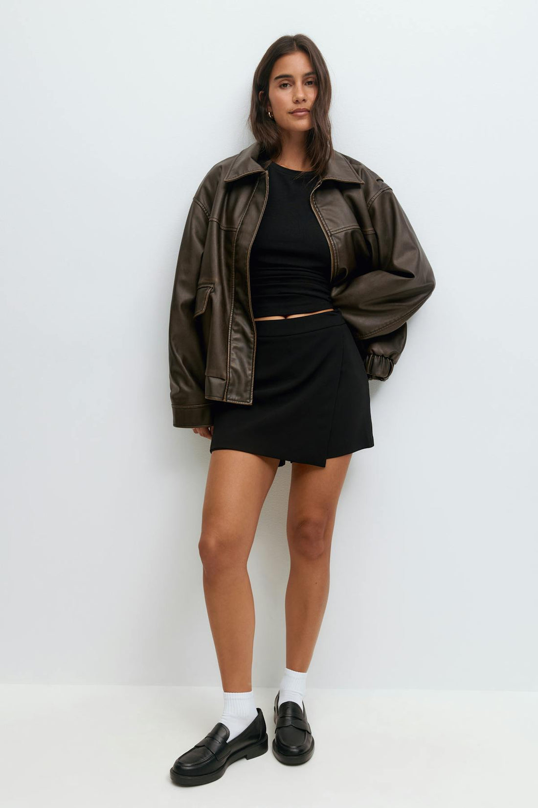 Mini wrap skort - Noir