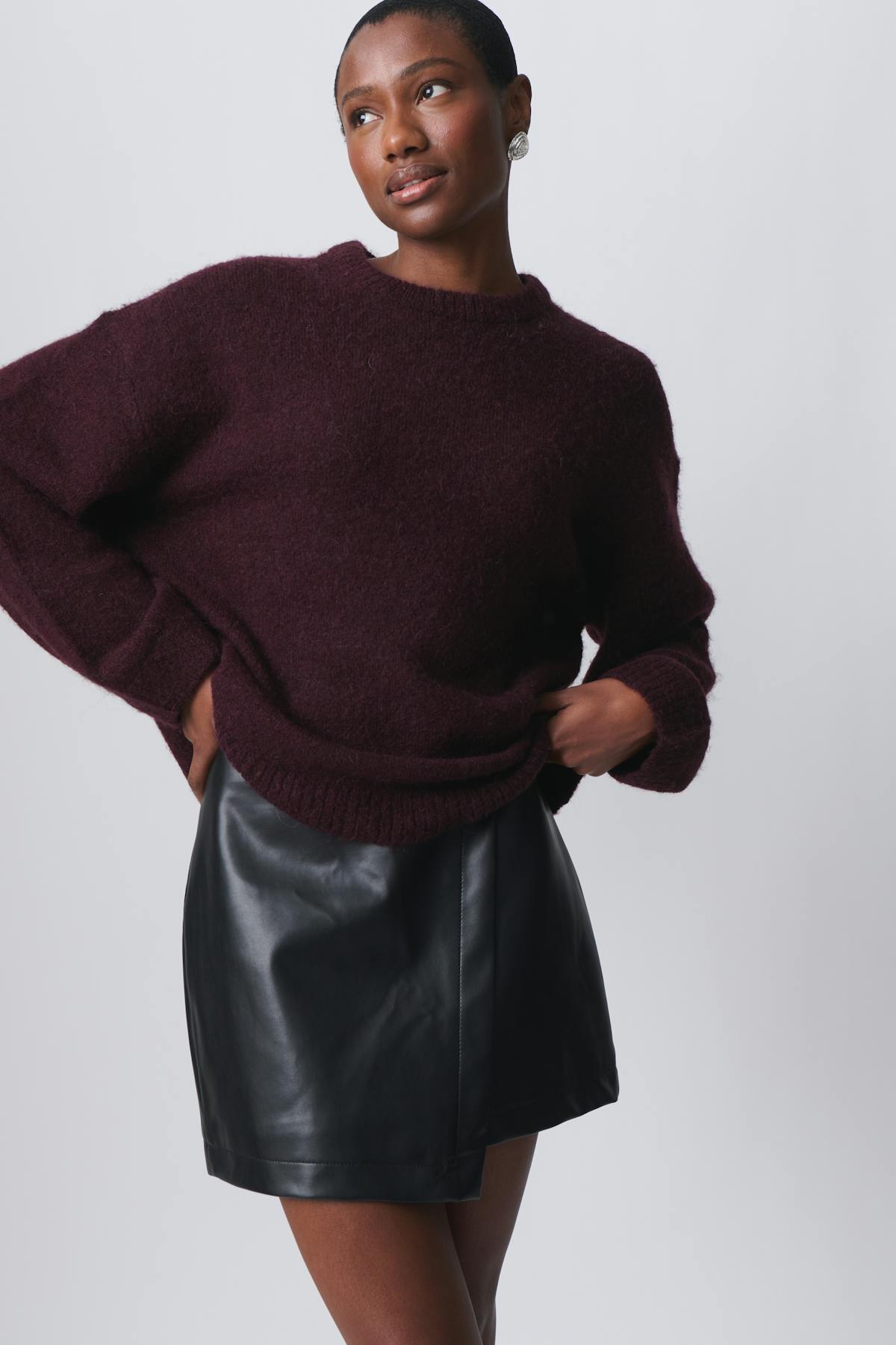 mini wrap pu skirt - Noir