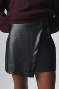 mini wrap pu skirt - Noir