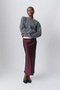 elastic satin midi skirt - Noir