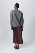 elastic satin midi skirt - Bordeaux