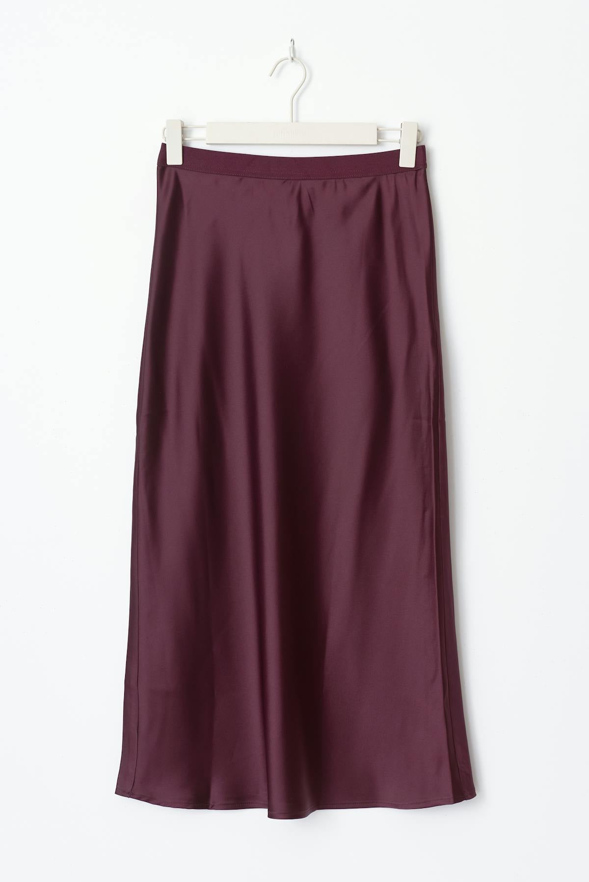 elastic satin midi skirt - Bordeaux