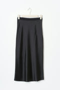 elastic satin midi skirt - Noir