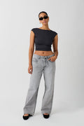 Tie waist baggy jeans - Gris