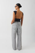Tie waist baggy jeans - Gris
