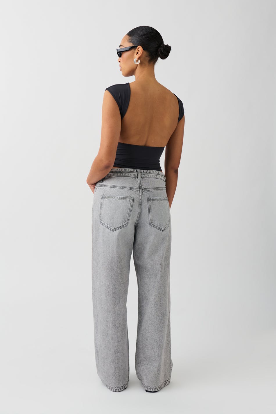 Tie waist baggy jeans - Gris