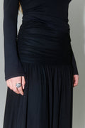 Ruched mesh maxi skirt - Noir