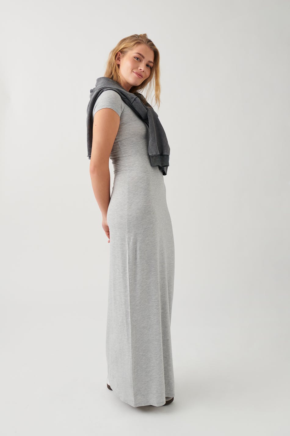 Maxi t-shirt dress - Grey melange