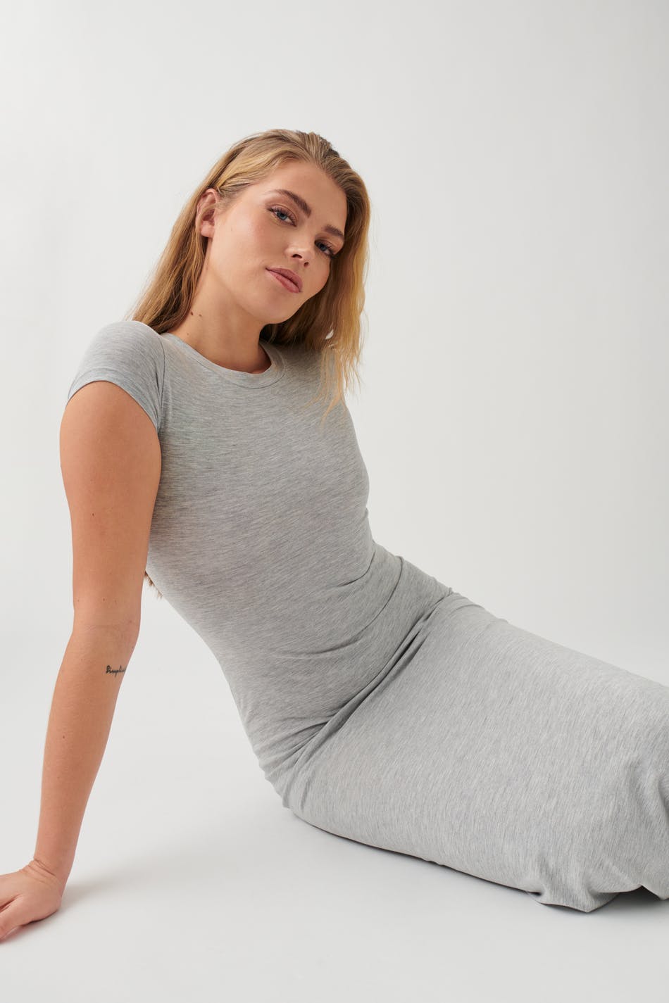 Maxi t-shirt dress - Grey melange