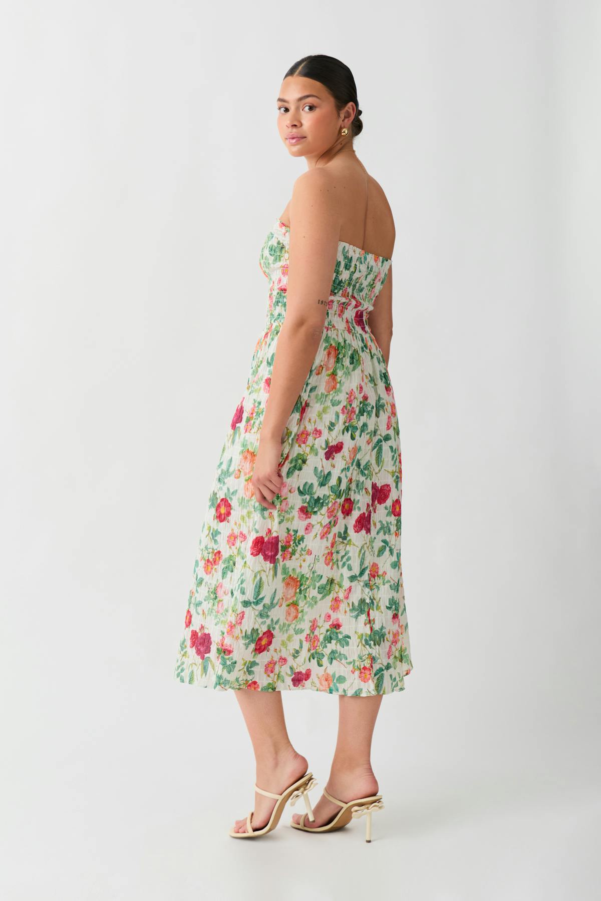 Tube midi smock dress - Pink flower