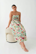 Tube midi smock dress - Pink flower