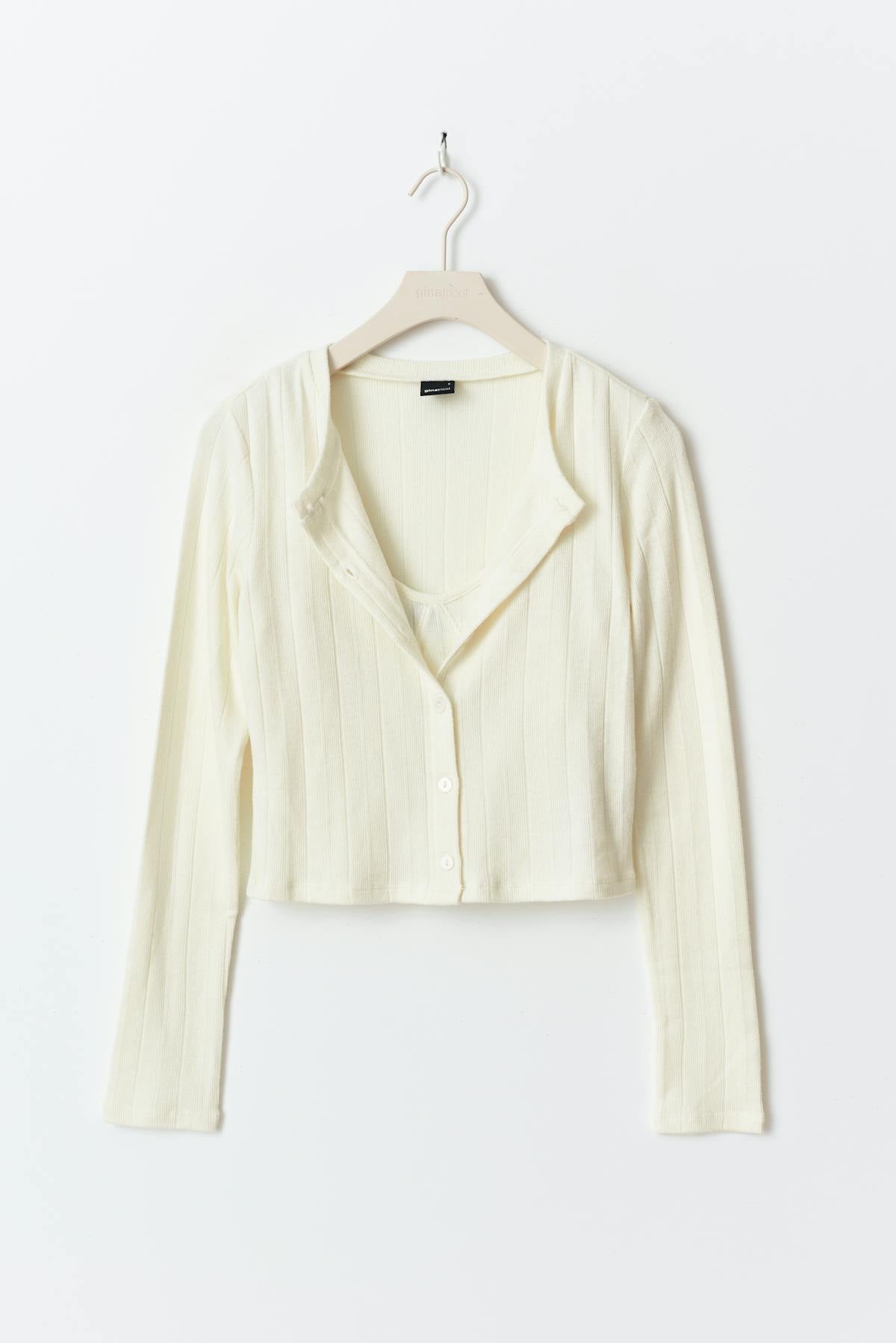 Rib cardigan set - Warm white