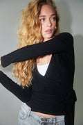 Wrap tie top - Noir