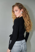 Wrap tie top - Noir