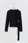 Wrap tie top - Noir