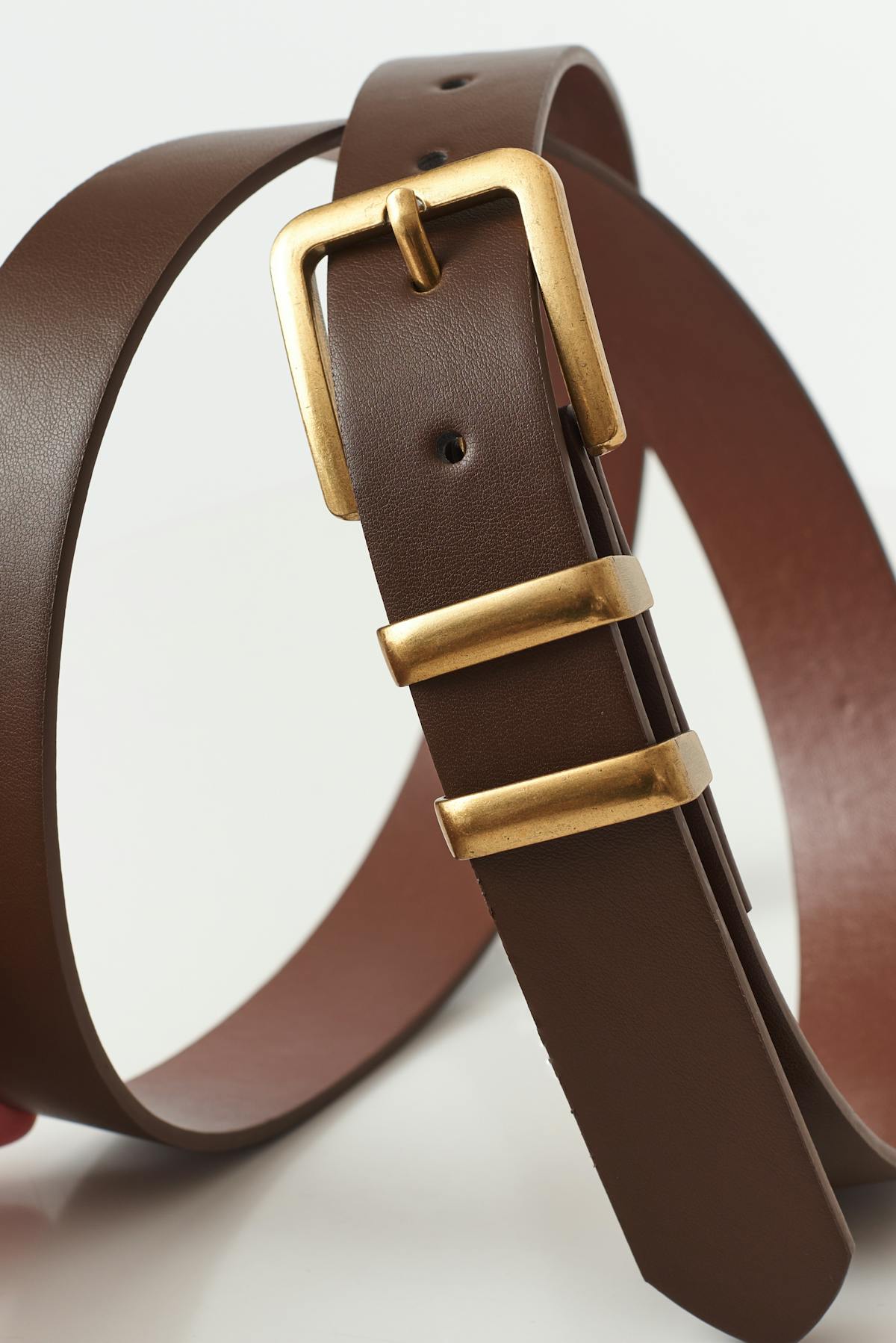 Two buckle belt - Gold/brown